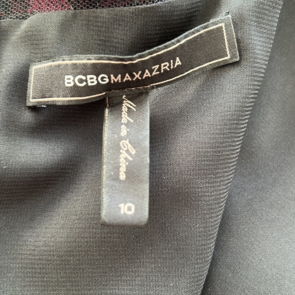 BCBGMaxAzria Black Dress with Burgundy Floral Embroidery - Picture 4 of 6